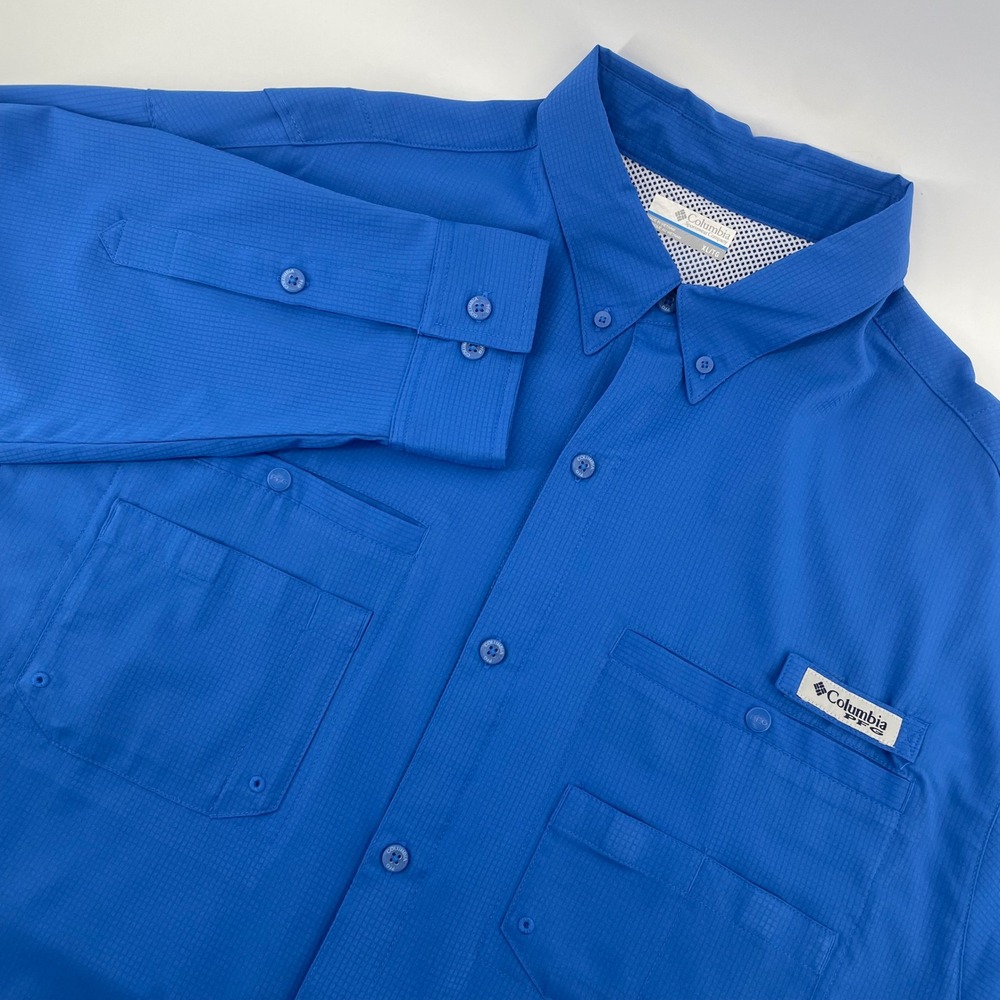 Columbia PFG Shirt Mens XL Blue Tamiami II Long Sleeve Fishing UPF 40 Ripstop